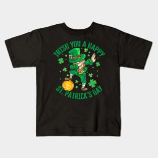 Irish You A Happy St. Patrick's Day Dabbing Funny Leprechaun Kids T-Shirt